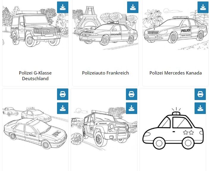 Ausmalbilder Polizeiauto für Kinder